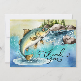 Cartão De Agradecimento Estilo de aquarela dos pesqueiros
