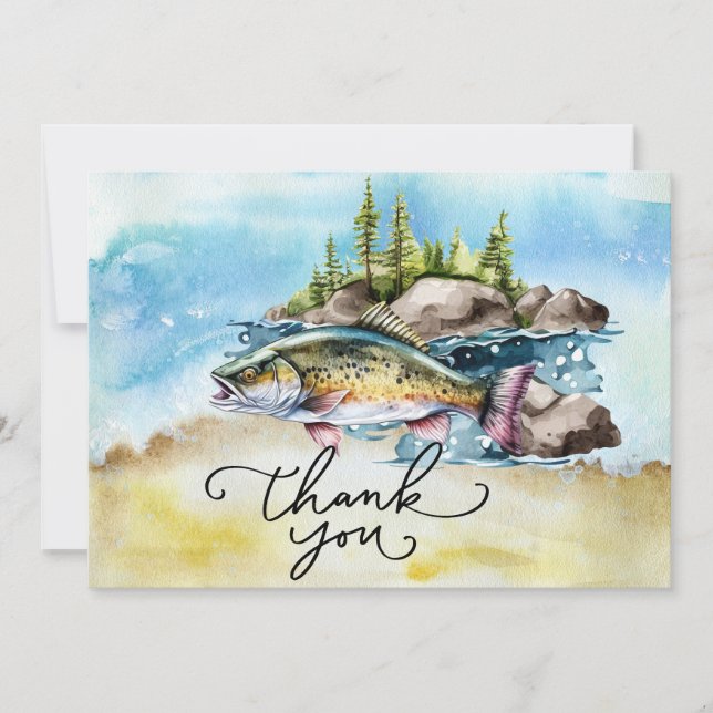 Cartão De Agradecimento Estilo de aquarela dos pesqueiros (Frente)