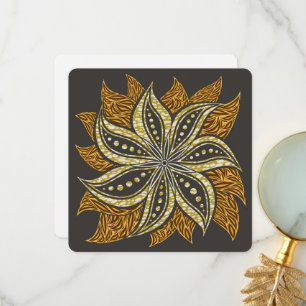 Cartão De Agradecimento Estilo de Batik Floral Abstrato africano