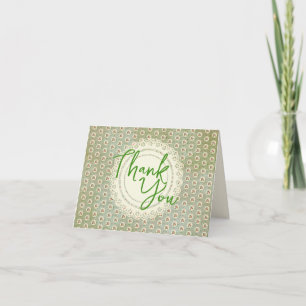 Cartão De Agradecimento Estilo de Vintagem Desvanecido Rosa Doily Green Da