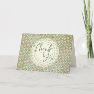 Cartão De Agradecimento Estilo de Vintagem Desvanecido Rosa Doily Green Da