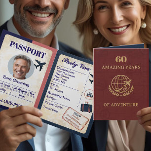 Cartão De Agradecimento Estilo do Passport 60º Aniversário do Folheto de T