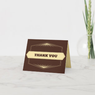 Cartão De Agradecimento estilo do rótulo creme castanho