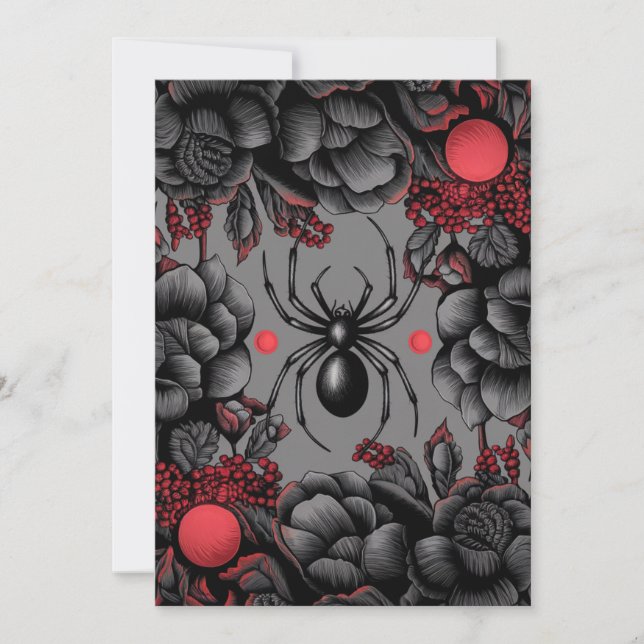 Cartão De Agradecimento Estilo gótico de design de Aranha Floral (Frente)