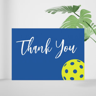 Cartão De Agradecimento Estilo Retro Neon Blue Themed Pickleball Birday