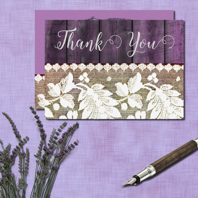 Cartão De Agradecimento estilo rústico com madeira e laço - obrigado (Criador carregado)