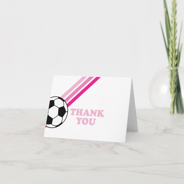Cartão De Agradecimento Estirpes Rosa De Futebol Obrigado Aniversário (Frente)