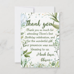 Cartão De Agradecimento Estou crescendo como uma erva, primeiro aniversari