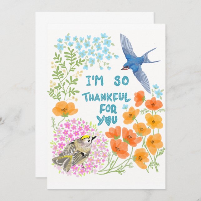 Cartão De Agradecimento Estou muito grato por você (Frente/Verso)