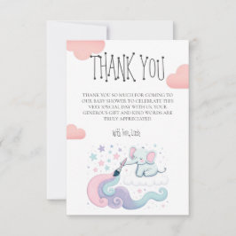 Cartão De Agradecimento Estrela Colorida no Chá de fraldas Elefante Cloud 