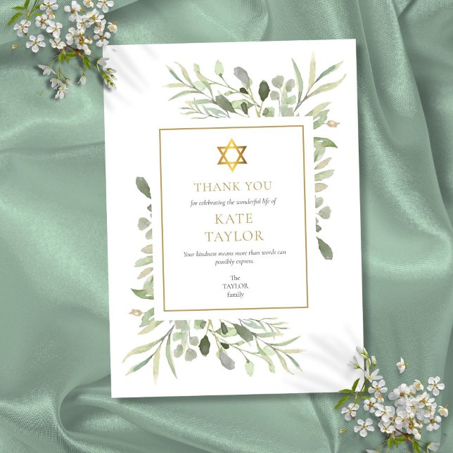 Cartão De Agradecimento Estrela de David Funeral Memorial Jewish (Star of David Funeral Memorial Jewish Thank You Card)