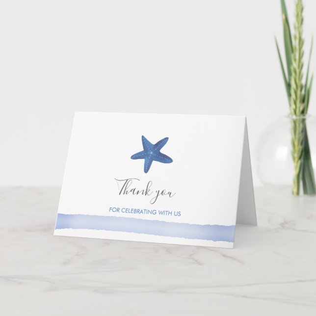 Cartão De Agradecimento Estrela do mar | Chá de fraldas Oceano Obrigado (Frente)