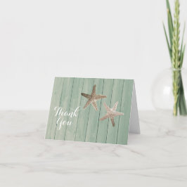 Cartão De Agradecimento Estrela Dourada & Madeira Elegante Praia Obrigado