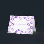 Cartão De Agradecimento Estrela Púrpura de Watercolor de David Bat Mitzvah<br><div class="desc">Cartões de agradecimentos perfeito para mandar depois de um morcego mitzvah, bar mitzvah ou outra celebração judaica! A mão fez a aquarela arte para você na frente e no dentro vazio! TOTALMENTE PERSONALIZÁVEL! Clique em "Personalizar" acima para editar o texto. Clique em "editar usando a ferramenta design" para ajustar as...</div>