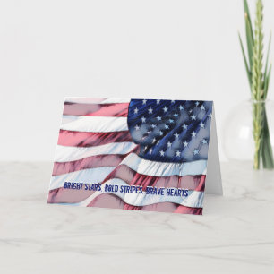 Cartão De Agradecimento Estrelas Brilhantes, Cartaz dos Veteranos Coraçõ