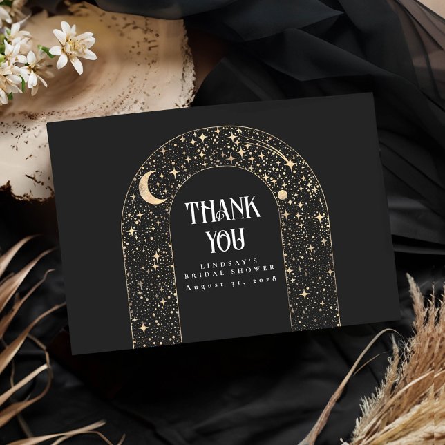 Cartão De Agradecimento Estrelas da Noite Celestiais Elegantes Obrigado (Celestial Arch Thank You Card)