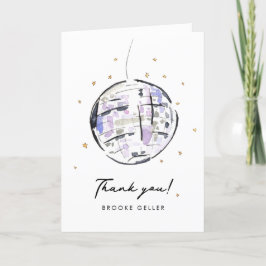 Cartão De Agradecimento Estrelas do Disco Ball Watercolor Obrigado