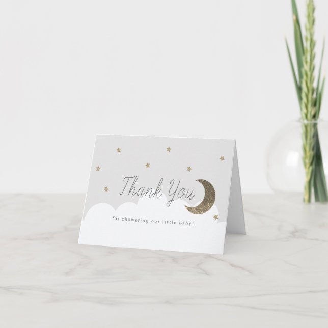 Cartão De Agradecimento Estrelas e Cinzas de Lua Recentes (Frente)