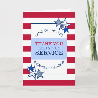 Cartão De Agradecimento Estrelas e Stripes Serviço Veterano Patriótico Mod