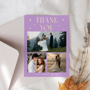 Cartão De Agradecimento Estrelas Elegantes Casamento Múltipla Foto Limão W