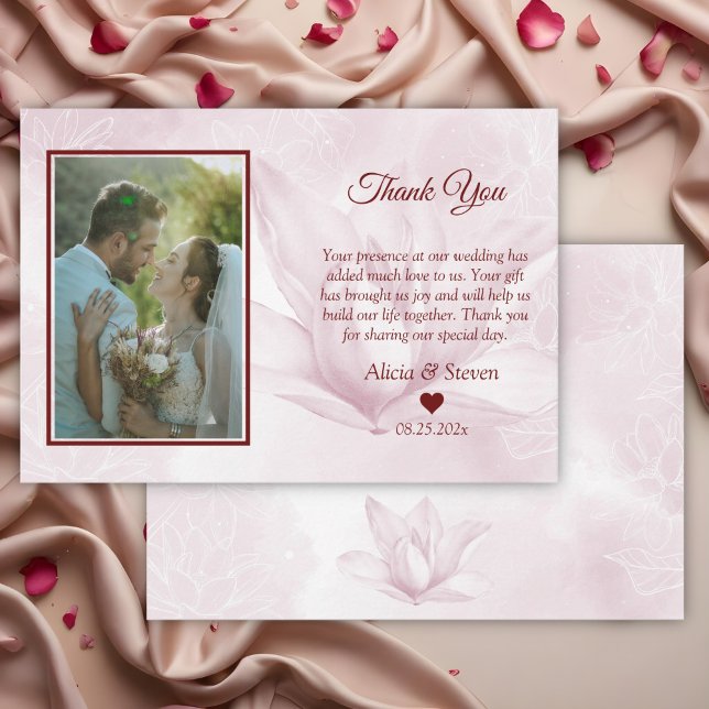 Cartão De Agradecimento Eteal Magnolia Flower, Casamento (Criador carregado)