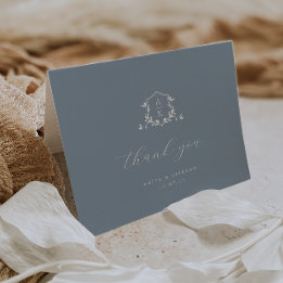 Cartão De Agradecimento Eterno Vines Monograma Crest Foto de Casamento