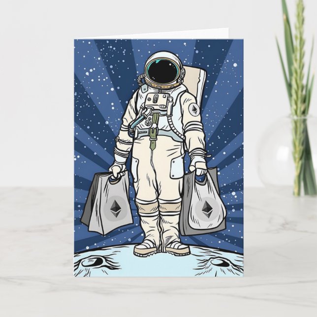 Cartão De Agradecimento Étero Para A Lua Do Homem Espacial ETH Merch (Frente)
