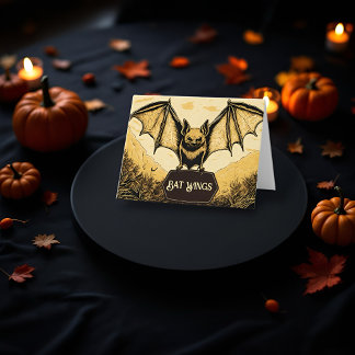 Cartão De Agradecimento Etiqueta de comida de Halloween, morcego vampiro