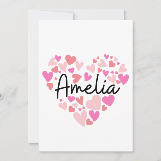 Cartão De Agradecimento Eu amo Amelia (Frente)