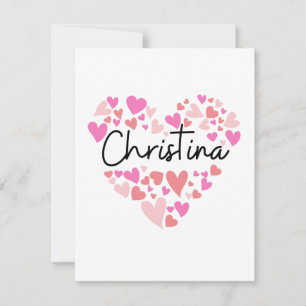 Cartão De Agradecimento Eu amo Christina - corações para Christina