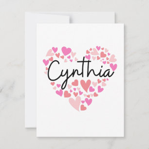 Cartão De Agradecimento Eu amo Cynthia - corações para Cynthia
