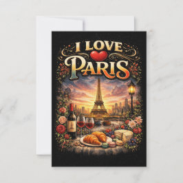 Cartão De Agradecimento Eu Amo Paris