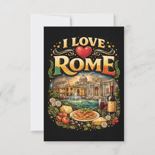 Cartão De Agradecimento Eu Amo Roma (Frente)