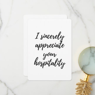 Cartão De Agradecimento Eu Aprecio Sua Hospitalidade