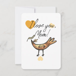 Cartão De Agradecimento Eu te amo mãe elegante