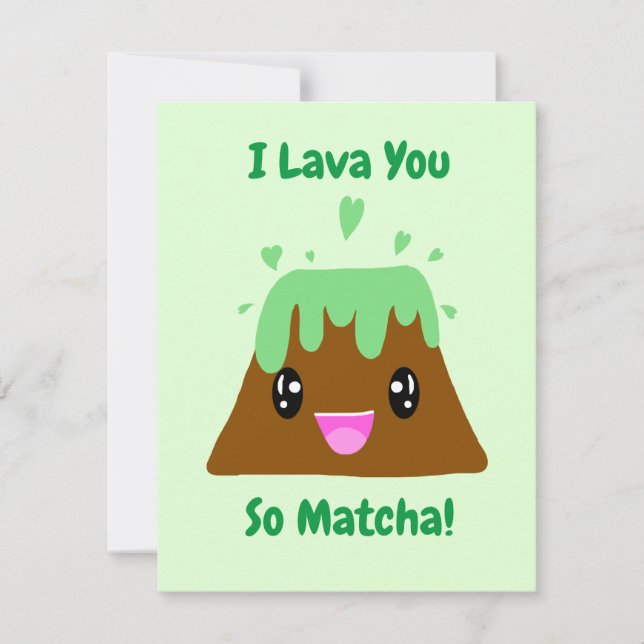 Cartão De Agradecimento Eu Te Amo Tão Matcha Kawaii Green Tea Love (Frente)