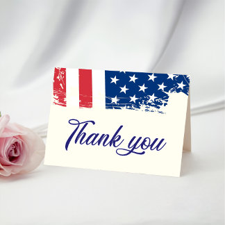 Cartão De Agradecimento EUA Watercolor American Flag Militar