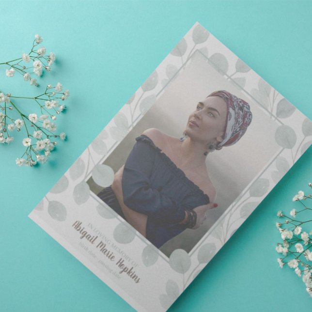 Cartão De Agradecimento Eucalipto Elegante No Funeral Da Memória Amante (Criador carregado)