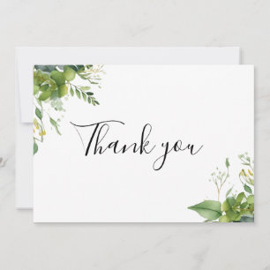Cartão De Agradecimento Eucalipto Verde Folhas Floral Elegante Script