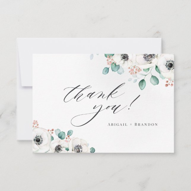 Cartão De Agradecimento Eucalyptus anemone obrigado rústico floral (Frente)