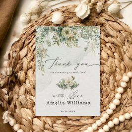 Cartão De Agradecimento Eucalyptus Botanical Watercolor Chá de fraldas Ver