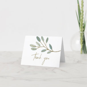 Cartão De Agradecimento Eucalyptus Dourado