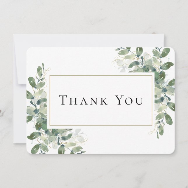 Cartão De Agradecimento Eucalyptus Dourado Simpatia Funeral (Frente)