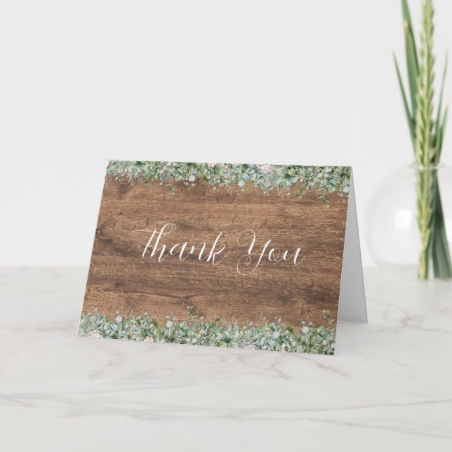 Cartão De Agradecimento Eucalyptus Dusty Rose Thank You Cards | Greenery (Frente)