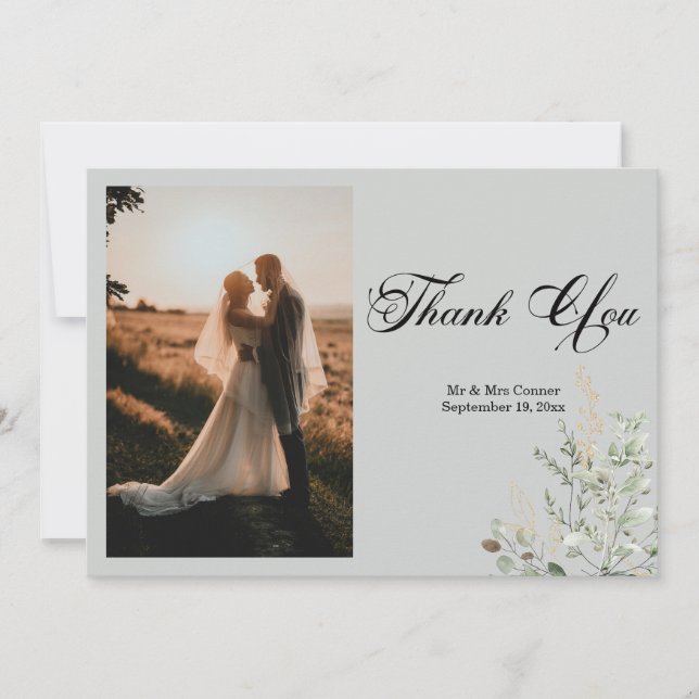 Cartão De Agradecimento Eucalyptus Elegant Photo Thank You Card (Frente)