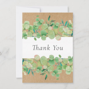 Cartão De Agradecimento Eucalyptus Floral Greenere Rustic Kraft Obrigado