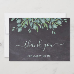Cartão De Agradecimento Eucalyptus Greenery Chalkboard Wedding Oficiente