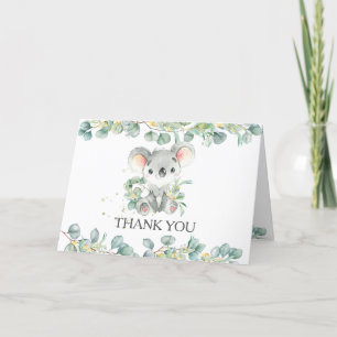Cartão De Agradecimento Eucalyptus Greenery Koala Chá de fraldas Aniversár