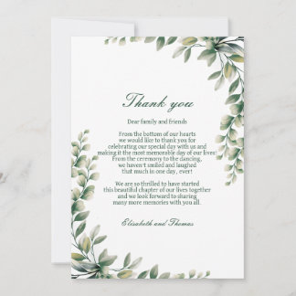 Cartão De Agradecimento Eucalyptus leaves wedding thank you card 