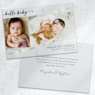 Cartão De Agradecimento Eucalyptus Photo Hello Baby
